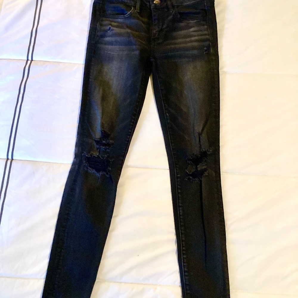 American Eagle Outfitters Black Distressed Jeggings